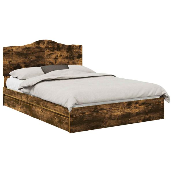 vidaXL Saugos lova Rūkyta ąžuolas 160 x 200 cm Apdirbta mediena