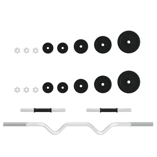 vidaXL Štangos ir svarmenų rinkinys, 30kg, ketus