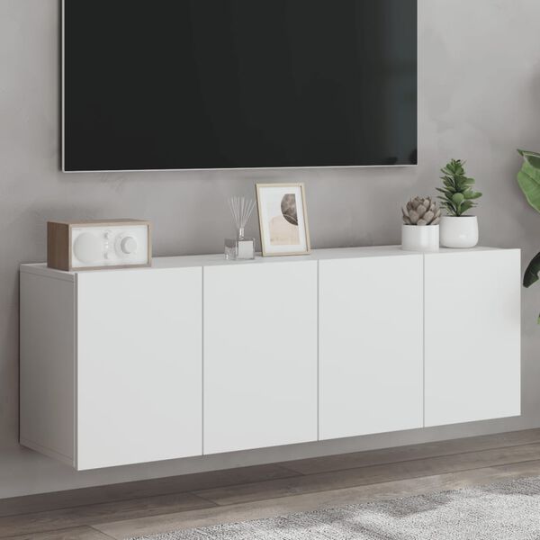 vidaXL Prie sienos montuojamos TV spintelės, 2vnt., baltos, 60x30x41cm