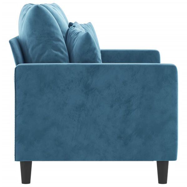 vidaXL Dvivietė sofa, mėlynos spalvos, 120cm, aksomas