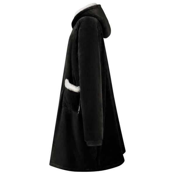 vidaXL Antklodė-džemperis su gobtuvu Juoda 95 x 85 cm