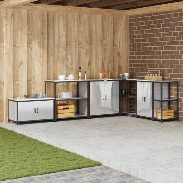 vidaXL Virtuvės saugojimas su lentyna Sidabro 60 x 50 x 92 cm Plienas