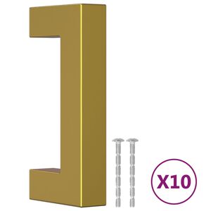 vidaXL Spintelės rankenėlės, 10vnt., auksinės, nerūdijantis plienas