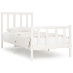 vidaXL Lovos rėmas, baltas, 75x190cm, medienos masyvas, vienvietis