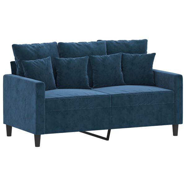 vidaXL Dvivietė sofa, mėlynos spalvos, 120cm, aksomas