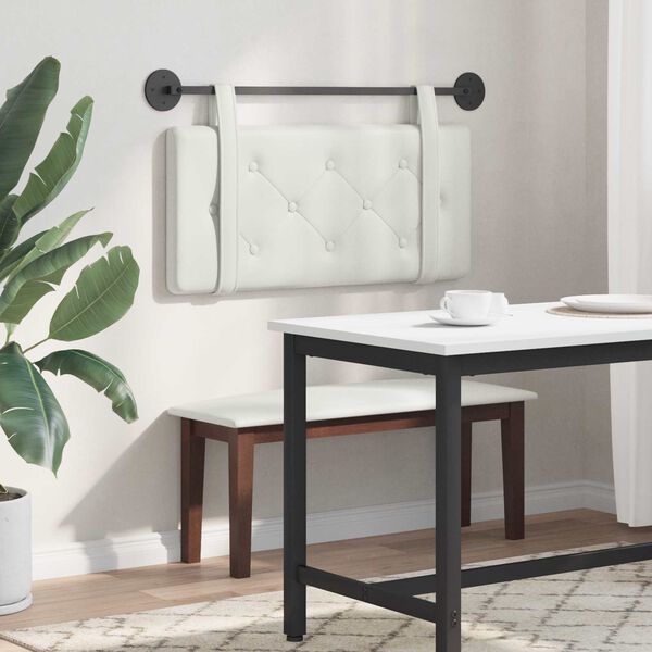 vidaXL Kabantysis galvūgalis Baltas 80 cm Dirbtinė oda