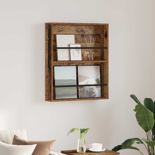 vidaXL Žurnalų stovas Senas medis 60 x 12 x 70 cm Apdirbta mediena