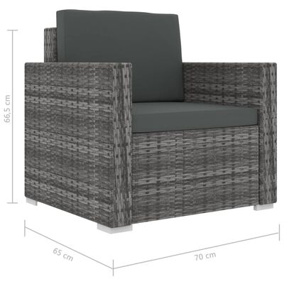vidaXL Sodo baldų komplektas su pagalvėmis, 13d., pilkas, poliratanas