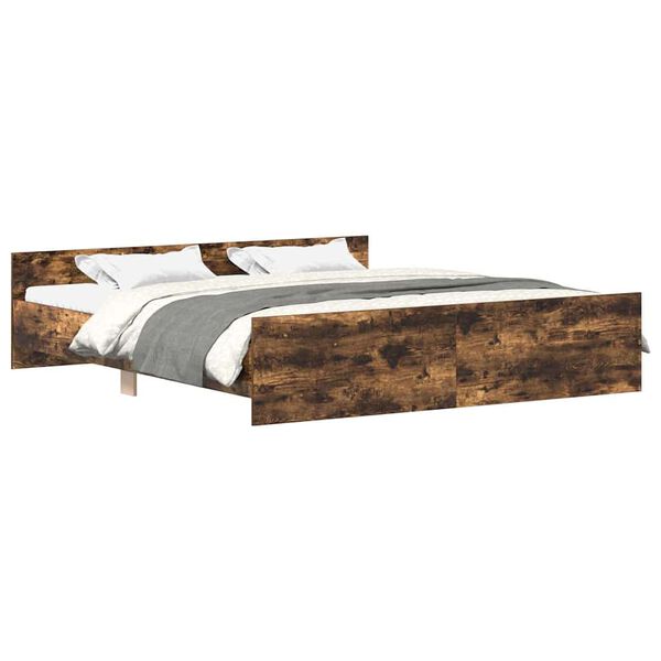 vidaXL Lovos rėmas su galvūgaliu ir kojūgaliu, dūminis, 200x200cm