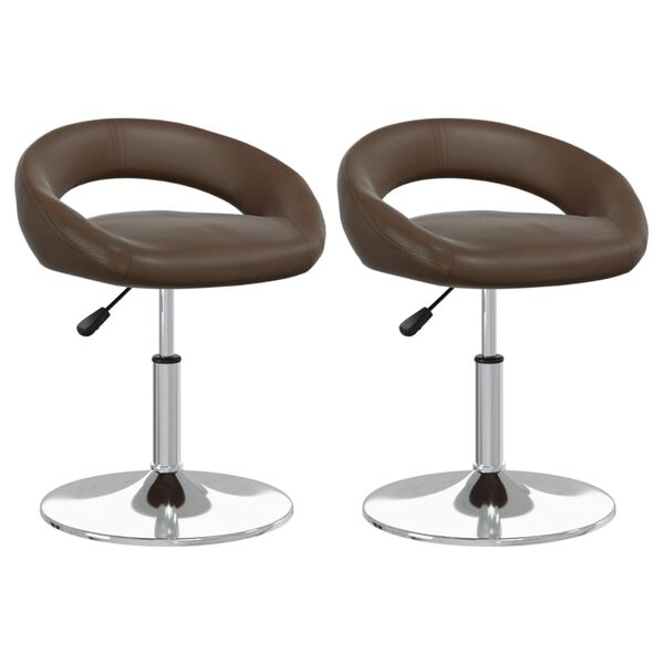 vidaXL Pasukamos valgomojo kėdės, 2vnt., rudos spalvos, dirbtinė oda