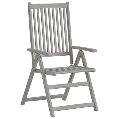 vidaXL Atlošiamos sodo kėdės, 8vnt., pilkos spalvos, akacijos masyvas