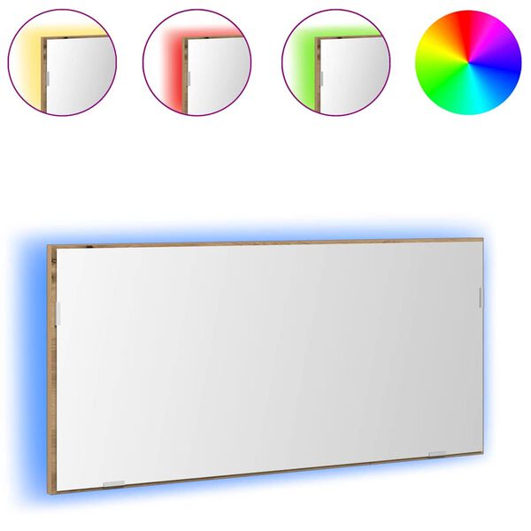 vidaXL Veidrodis su LED juostelių žibintais artisano ąžuolo 80 x 37 cm