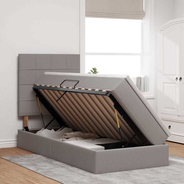 vidaXL Lova su daiktų laikymo vieta ir čiužiniu Taupe 90 x 200 cm