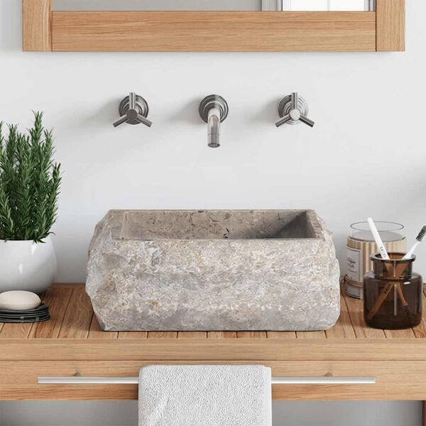 vidaXL Praustuvas, pilkos spalvos, 30x30x13cm, marmuras