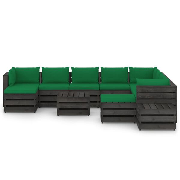 vidaXL Sodo komplektas su pagalvėlėmis, 12 dalių, impregnuota mediena