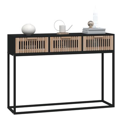 vidaXL Konsolinis staliukas, juodas, 105x30x75cm, mediena ir geležis