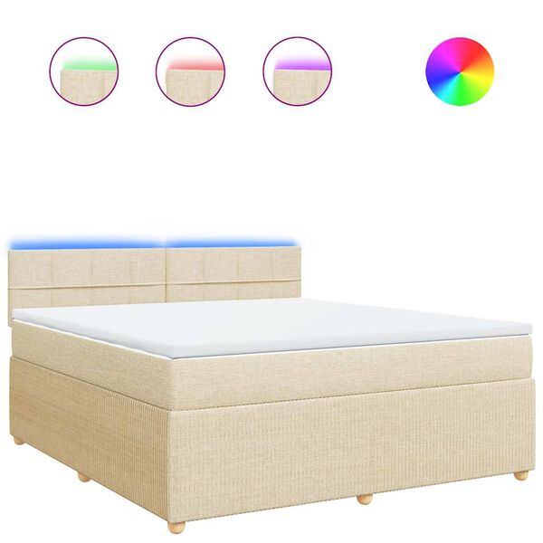 vidaXL Lova su spyruoklėmis ir čiužiniu, kreminė, 180x200 cm, audinys