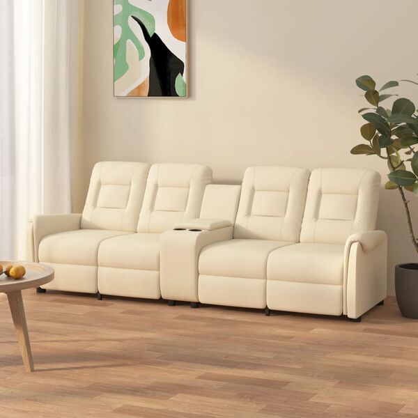 vidaXL Keturvietis atlošiamas masažinis krėslas, kreminis