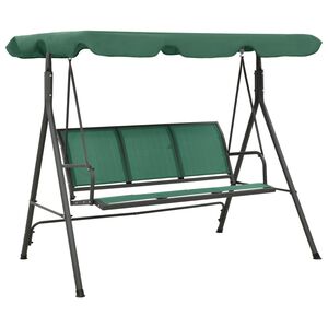 vidaXL Sodo sūpynės-suoliukas, žalios, 170cm, tekstilenas ir plienas