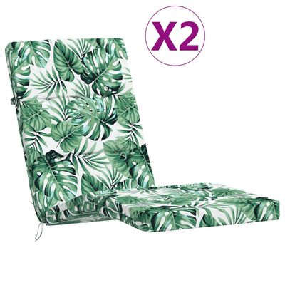 vidaXL Terasos kėdės pagalvėlės, 2vnt., oksfordo audinys, su lapais