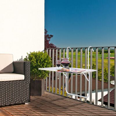 HI Sulankstomas balkono staliukas, baltos spalvos, 60x40x1,2cm