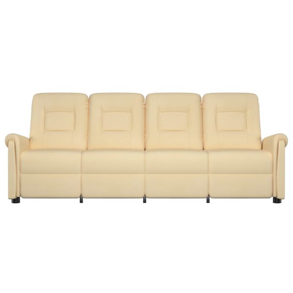 vidaXL Keturvietis atlošiamas masažinis krėslas, kreminis, audinys