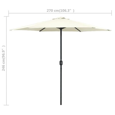 vidaXL Lauko skėtis su aliuminio stulpu, smėlio balta, 270x246cm