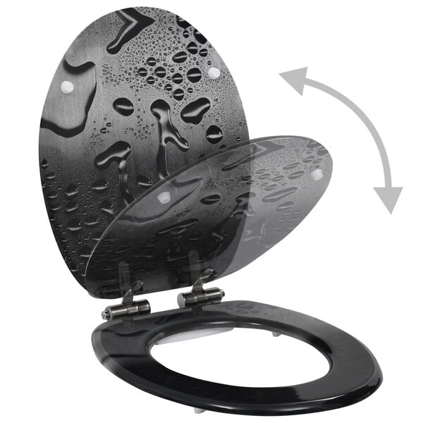 vidaXL Klozeto sėdynė su minkšto uždar. dang., MDF, su vandens lašais