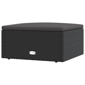 vidaXL Sodo pakoja su pagalvėle, juodos spalvos, poliratanas