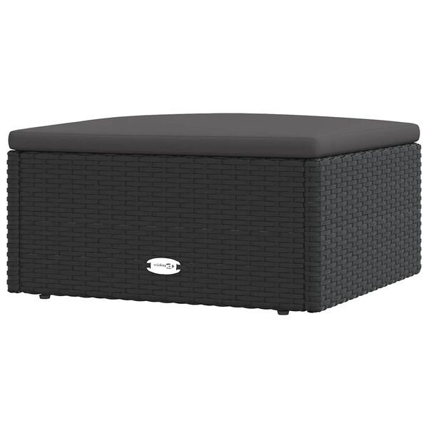 vidaXL Sodo pakoja su pagalvėle, juodos spalvos, poliratanas