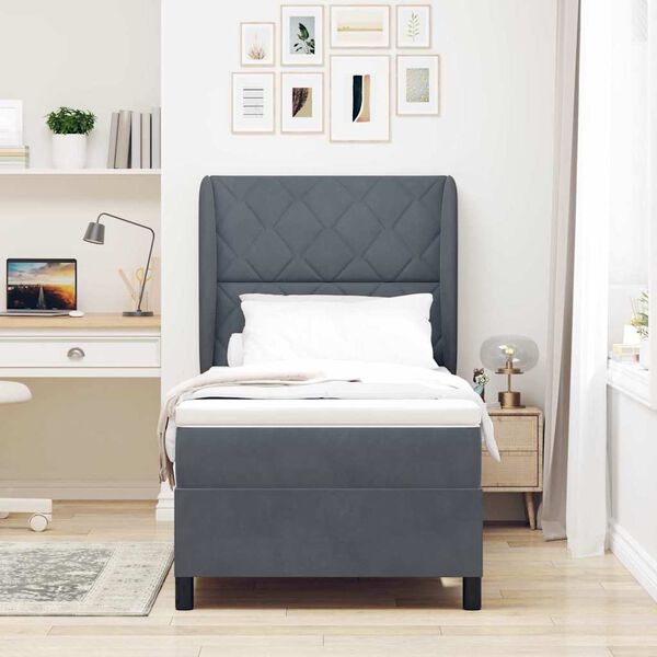 vidaXL Kiemas lova su čiužiniu Tamsiai pilka 200 x 100 cm Poliesteris