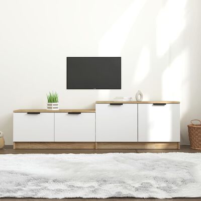 vidaXL Televizoriaus spintelė, balta/ąžuolo, 158,5x36x45cm, mediena