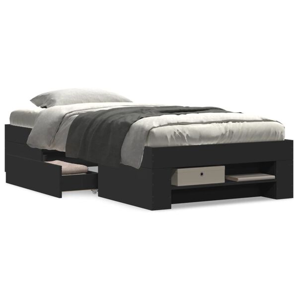 vidaXL Lovos rėmas, juodos spalvos, 90x200cm, apdirbta mediena