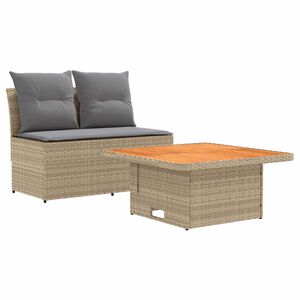 vidaXL 2 Vienetas Sodo vidurinė sofa su pakeliama lentele poliratanas