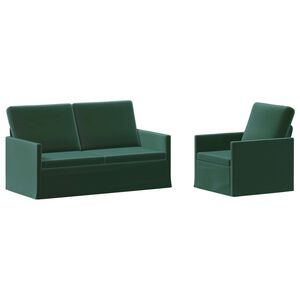 vidaXL Sofos komplektas 2 pcs Tamsiai žalia Aksomas
