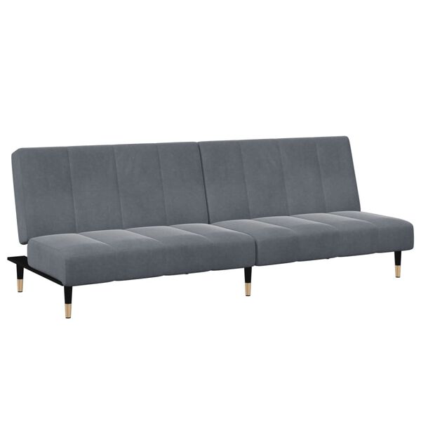vidaXL Dvivietė sofa-lova su pakoja, tamsiai pilkos spalvos, aksomas