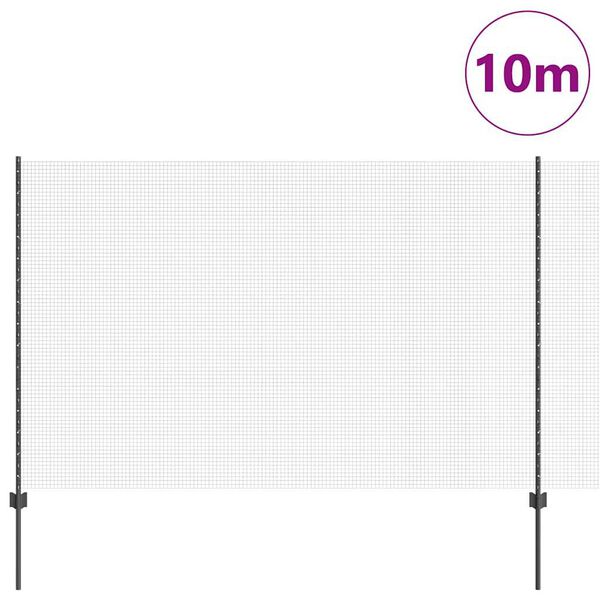 vidaXL Tvora su stulpais Pilka 1,6 x 10 m Plienas ir PVC
