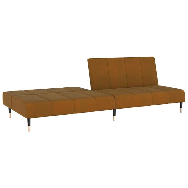 vidaXL Dvivietė sofa-lova, rudos spalvos, aksomas