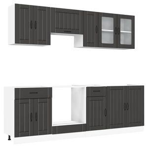 vidaXL Virtuvinių spintelių komplektas, 8 dalių, Kalmar, juoda