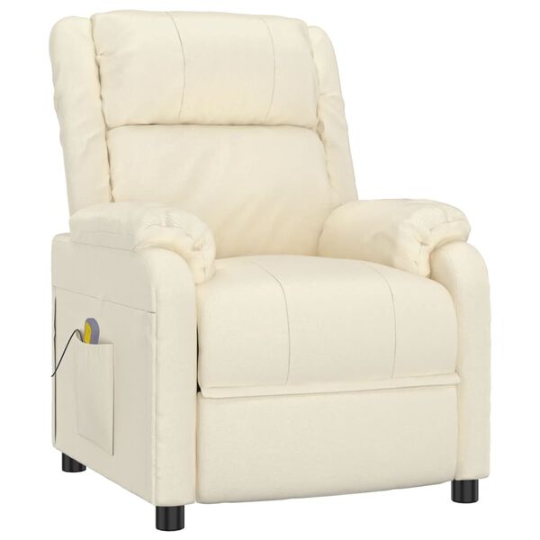 vidaXL Masažinis krėslas, kreminės spalvos, dirbtinė oda