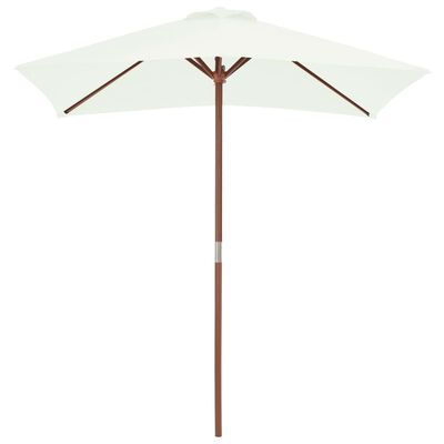 vidaXL Lauko skėtis su mediniu stulpu, 150x200cm, smėlio spalvos