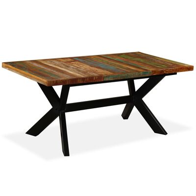 vidaXL Valgomojo stalas, perdirbta mediena ir kryžm. plieno rėmas, 180cm