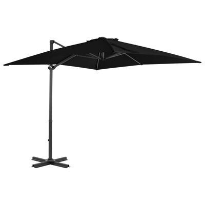 vidaXL Gembinis skėtis su aliuminiu stulpu, juodos spalvos, 250x250cm