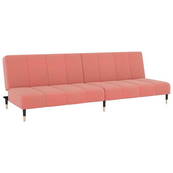 vidaXL Dvivietė sofa-lova, rožinės spalvos, aksomas