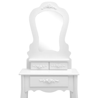 vidaXL Kosmetinio staliuko rinkinys, baltas, 50x59x136cm, paulovnija