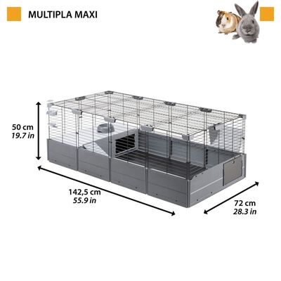 Ferplast Triušių narvas Multipla Maxi, juodos spalvos, 142,5x72x50cm
