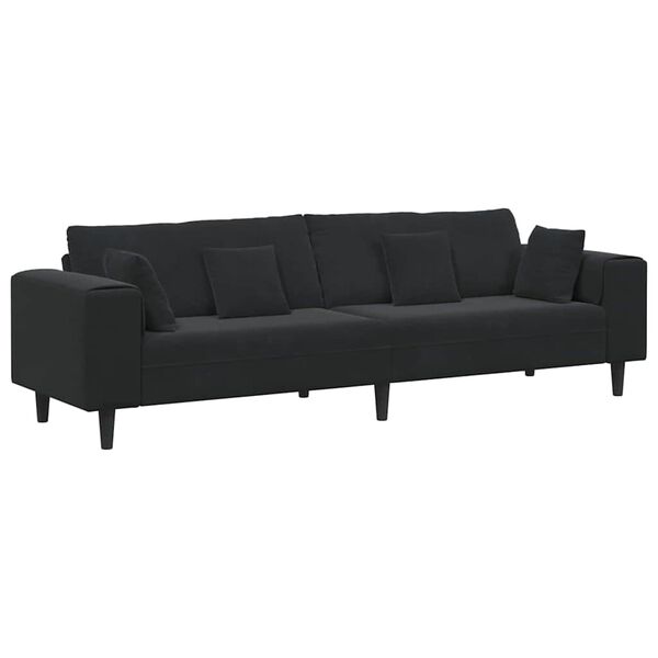 vidaXL Aksominė sofa su pagalve Juoda 208 cm Aksomas