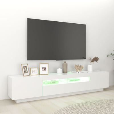 vidaXL Televizoriaus spintelė su LED apšvietimu, balta, 200x35x40cm
