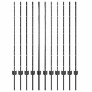 vidaXL Įmontuotas tvoros stulpas 11 pcs Pilka 160 cm