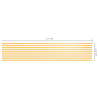 vidaXL Balkono pertvara, balta ir geltona, 120x600cm, oksfordo audinys